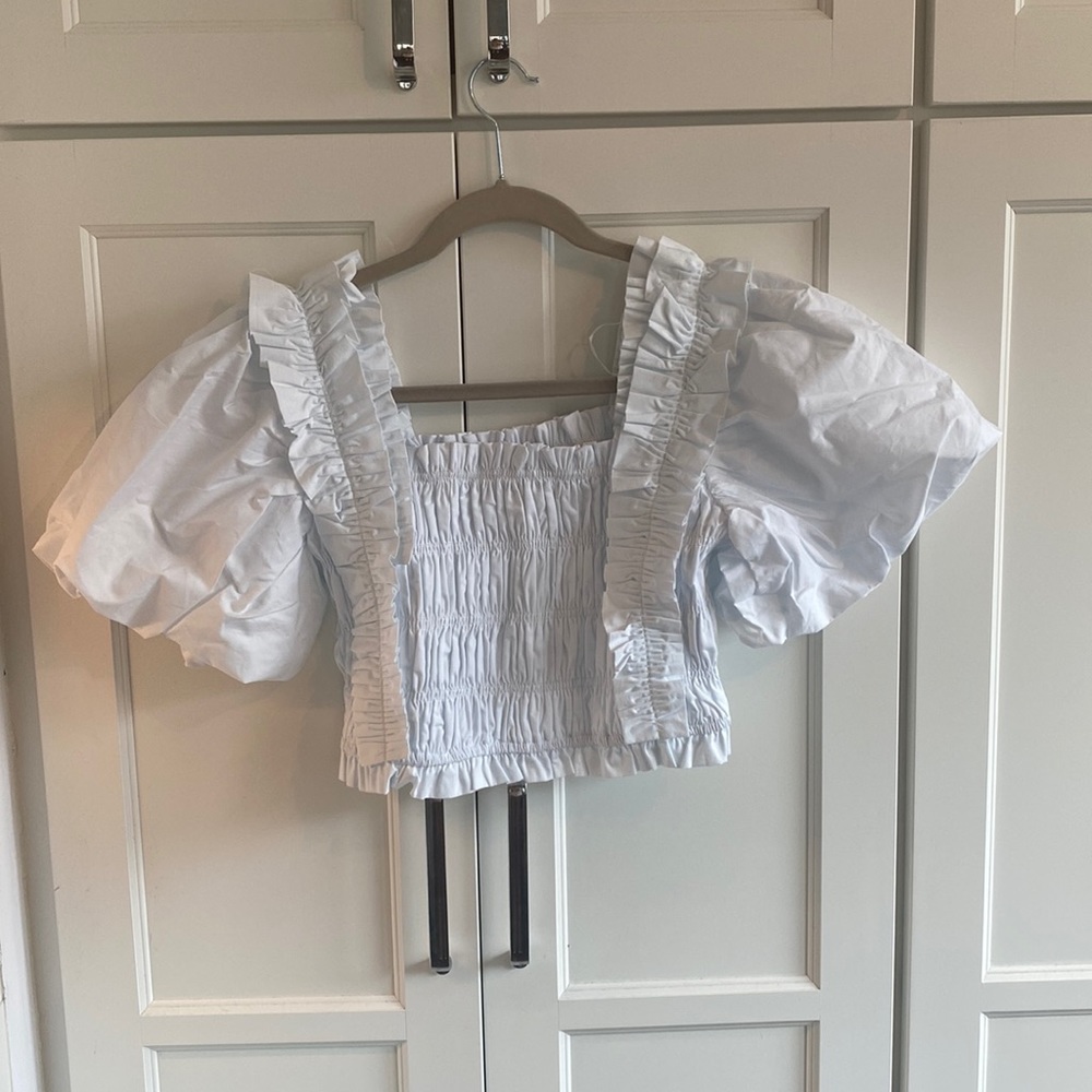 Endless Rose white puff sleeve crop top NWT